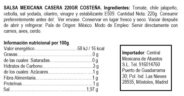 220g canned homemade salsa La Costena 