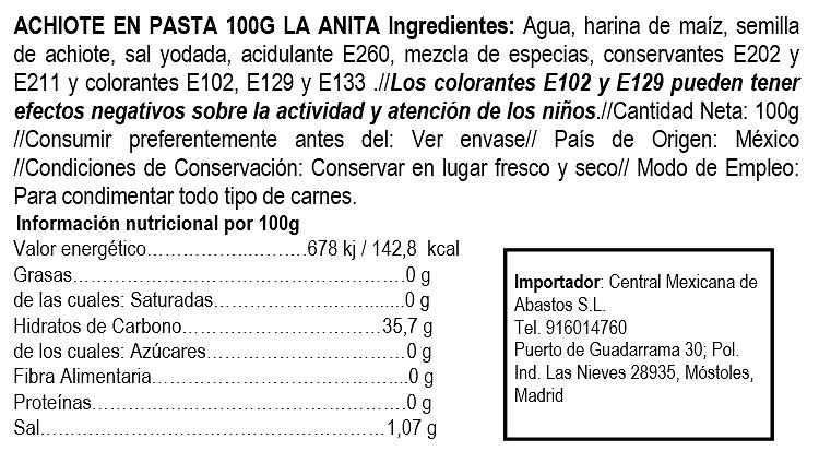 Achiote Seasoning 110gr La Anita 