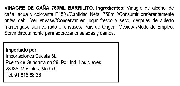 Barrillito cane vinegar 