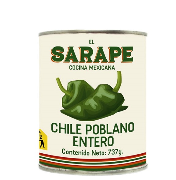 Chiles Poblanos enteros 12/737g El Sarape 