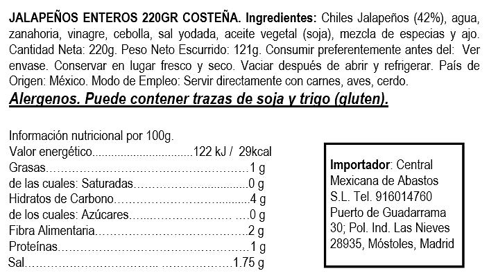 Jalapeños enteros 220g 