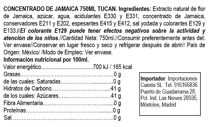 Jamaican Water Concentrate (Hibiscus) Tucán 