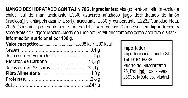 Mango deshidratado con tajin 