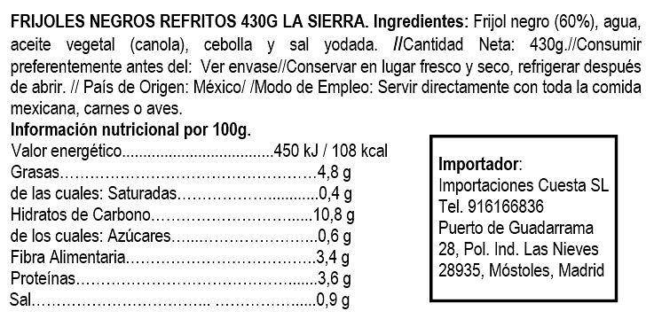 Refried black bean La Sierra 430gr 