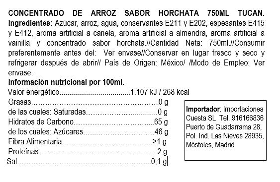 Rice Milk Water Concentrate, Tucán 