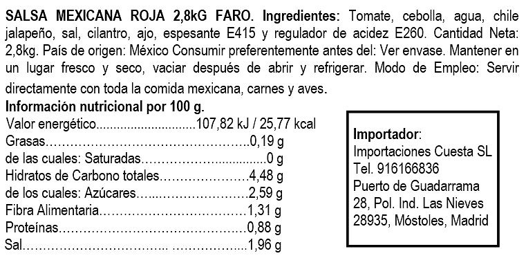 Salsa Mexicana Roja 2,8 kg 