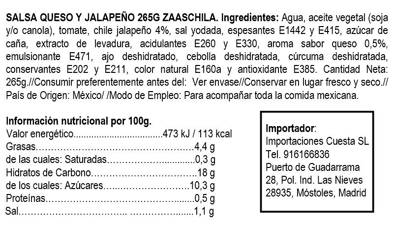Salsa Queso & Jalapeño Zaaschila 
