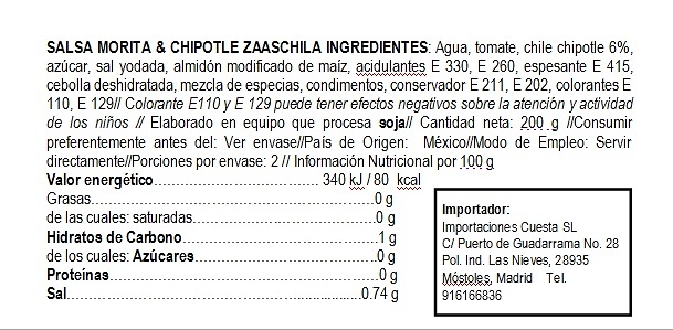 Salsa cremosa Chipotle y Morita Zaaschila 