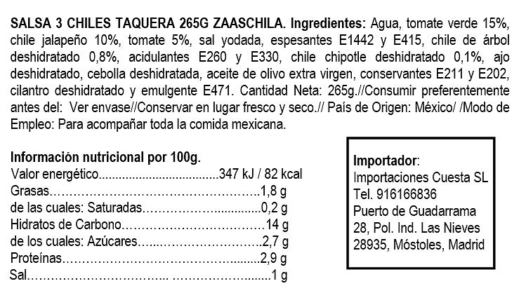 Salsa de 3 chiles Zaaschila 