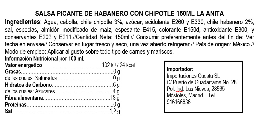 Salsa de chile Habanero con Chipotle 