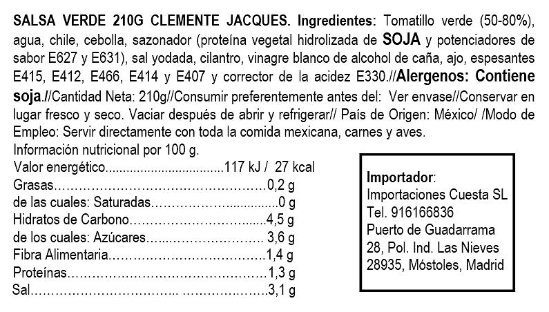 Sauce green mexican 220ml clemente Jacques 