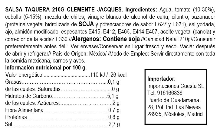 Taquera Sauce 210ml Clement Jacques 