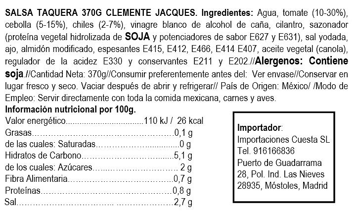 Taquera Sauce 370gr Clement Jacques 