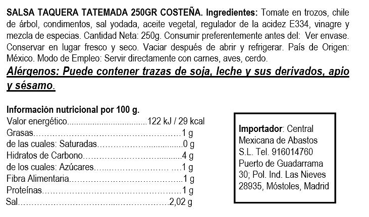 Taquera Sauce La Costeña 250g 