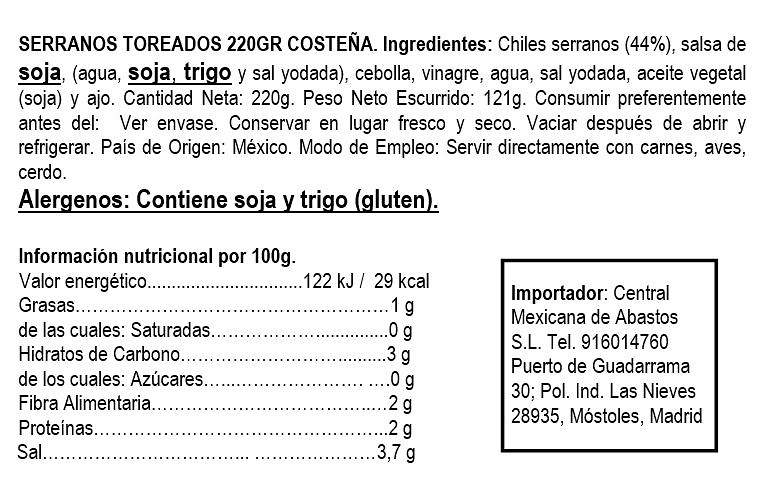 Toasted serrano chilli La Costeña 