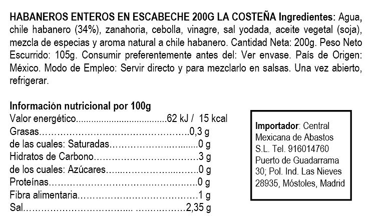 Whole Habanero peper La Costeña 